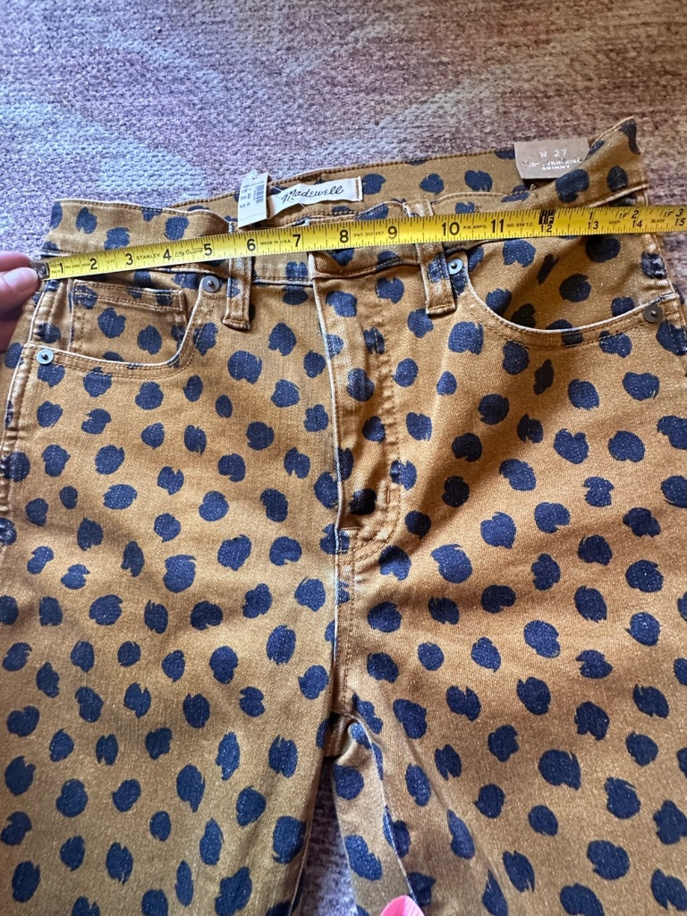 Madewell Mustard Yellow Leopard-Spot Skinny Jeans - Picture 4 of 7